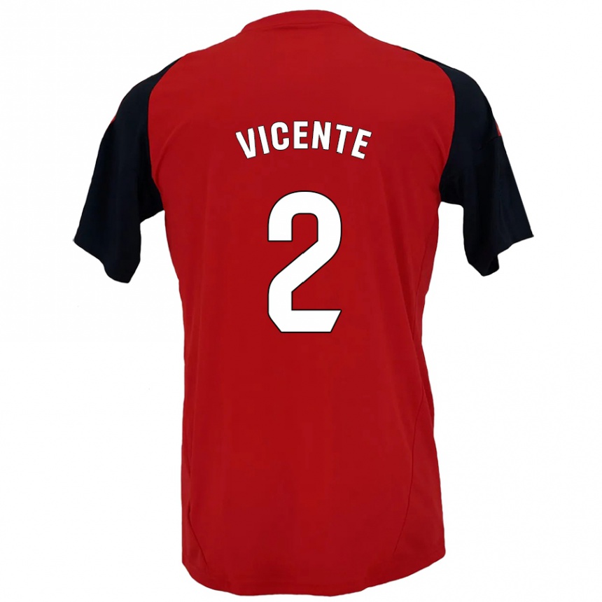 Men Football David Vicente #2 Red Black Home Jersey 2024/25 T-Shirt Za