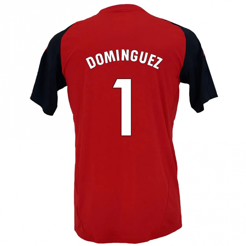 Men Football Iago Domínguez #1 Red Black Home Jersey 2024/25 T-Shirt Za