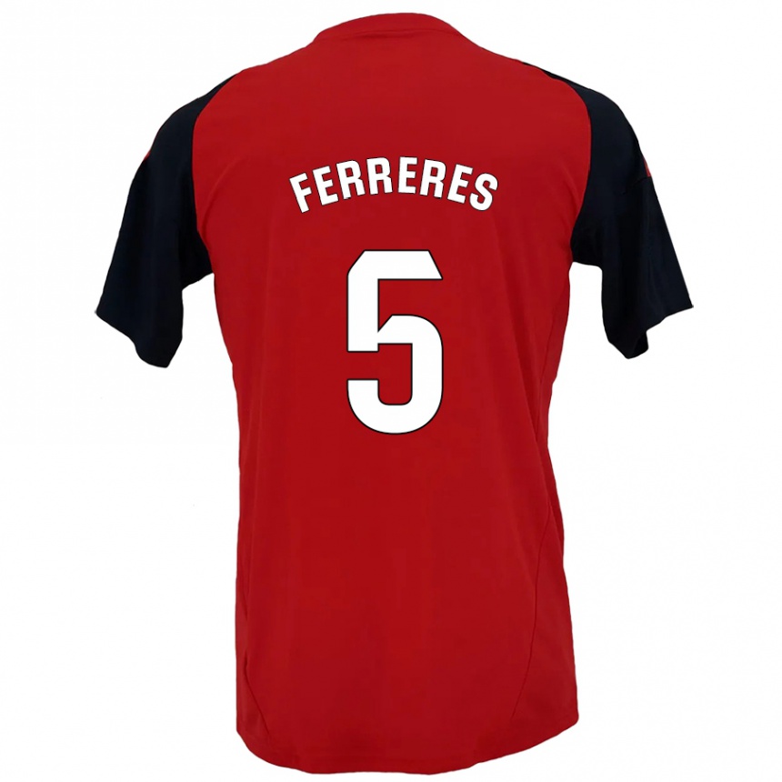 Men Football Manolo Ferreres #5 Red Black Home Jersey 2024/25 T-Shirt Za