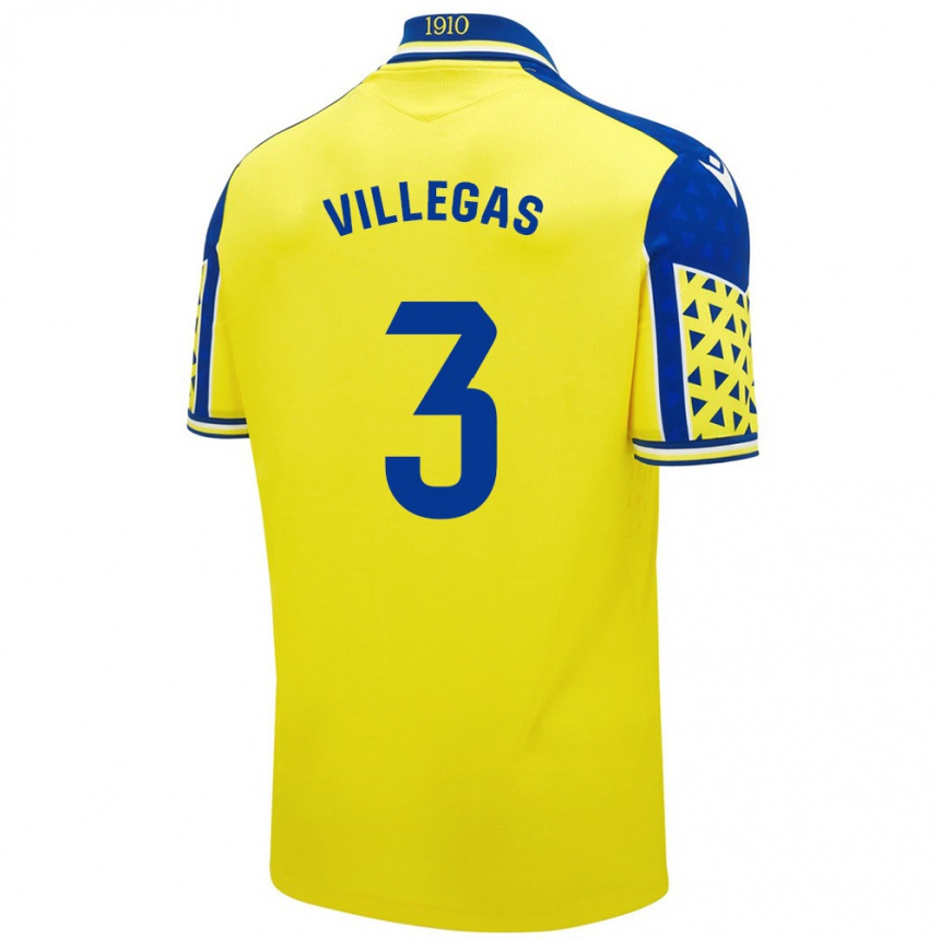 Men Football Virginia Villegas Rico #3 Yellow Blue Home Jersey 2024/25 T-Shirt Za