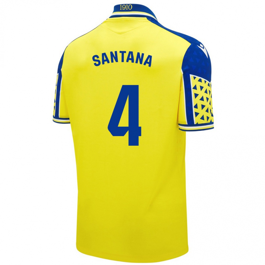 Men Football María Del Carmen Santana Vázquez #4 Yellow Blue Home Jersey 2024/25 T-Shirt Za