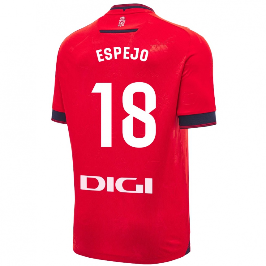 Men Football Diego Espejo #18 Red White Home Jersey 2024/25 T-Shirt Za