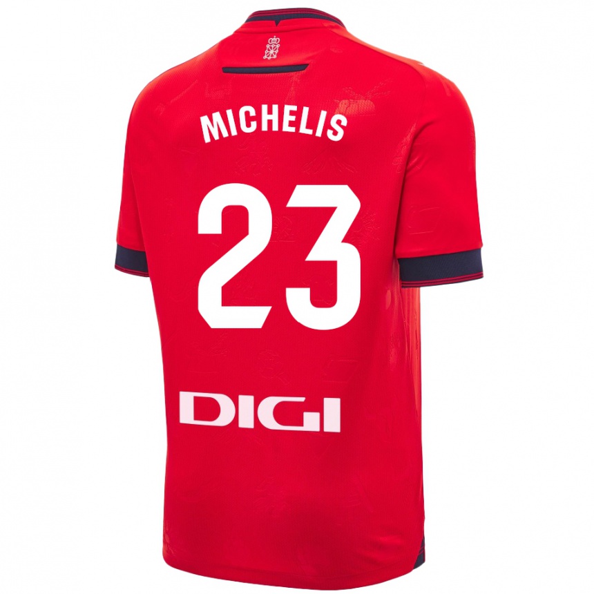 Men Football Nikolaos Michelis #23 Red White Home Jersey 2024/25 T-Shirt Za