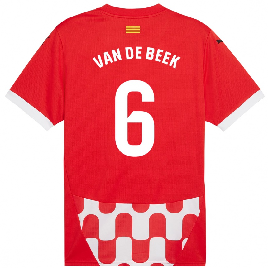 Men Football Donny Van De Beek #6 Red White Home Jersey 2024/25 T-Shirt Za