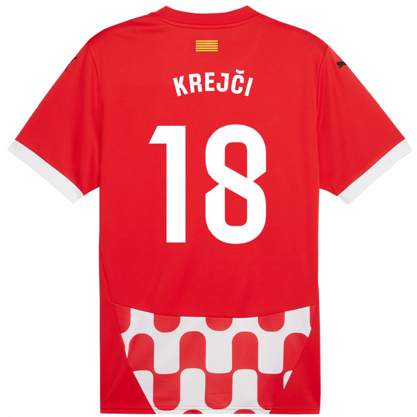 Men Football Ladislav Krejci #18 Red White Home Jersey 2024/25 T-Shirt Za