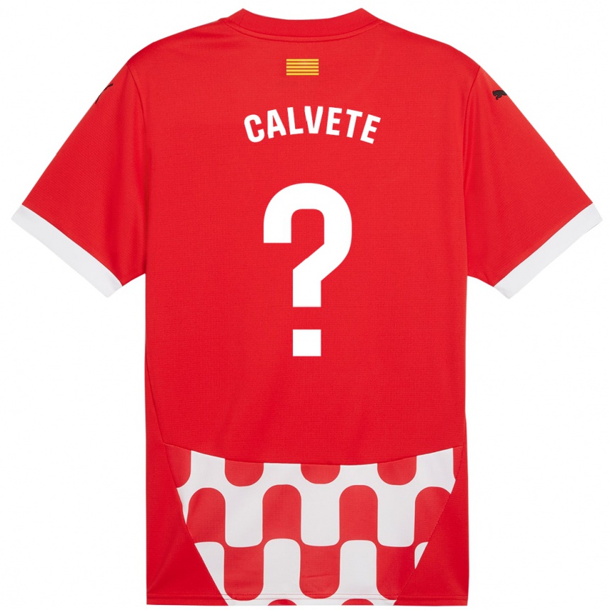 Men Football Pablo Calvete #0 Red White Home Jersey 2024/25 T-Shirt Za