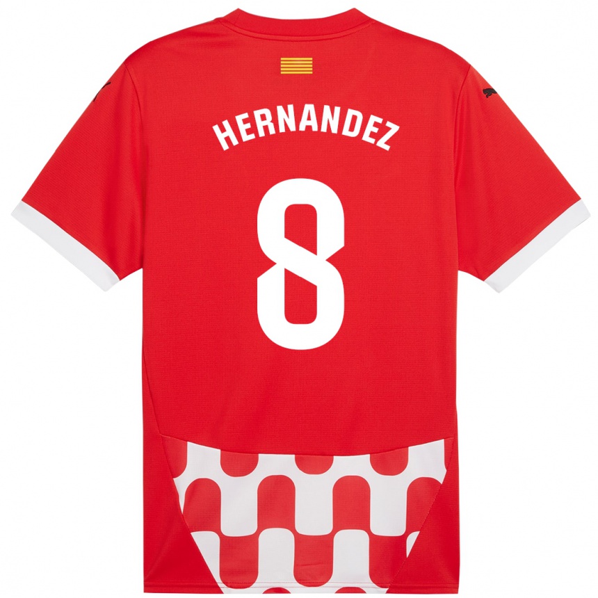 Men Football Sofia Hernández #8 Red White Home Jersey 2024/25 T-Shirt Za