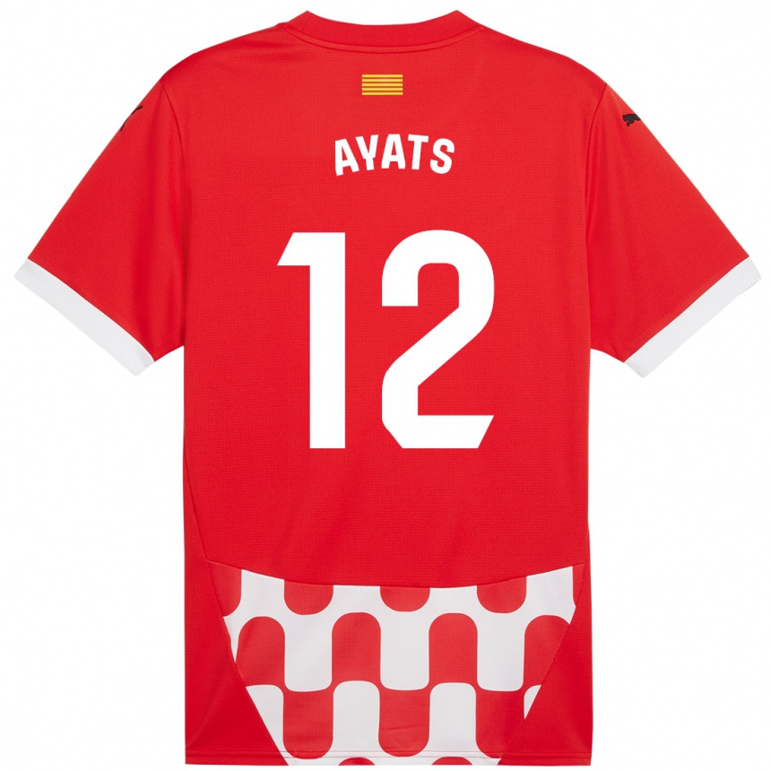 Men Football Mònica Ayats #12 Red White Home Jersey 2024/25 T-Shirt Za