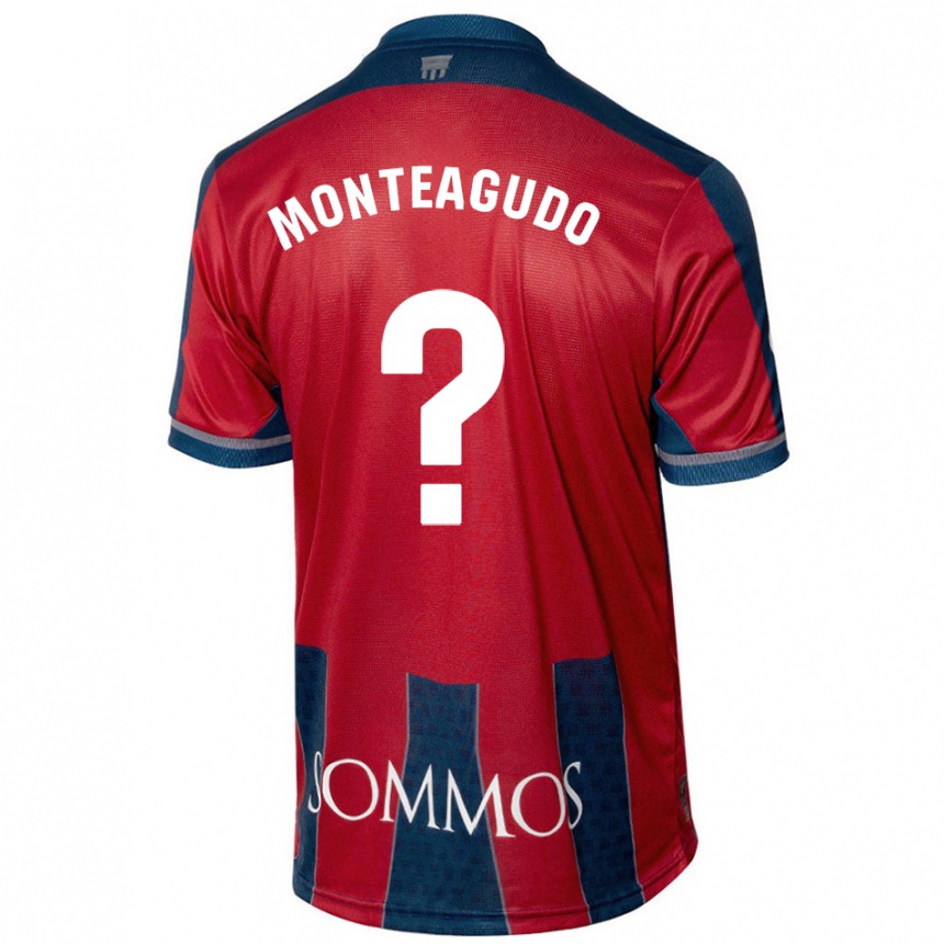 Men Football Miguel Monteagudo #0 Red Blue Home Jersey 2024/25 T-Shirt Za