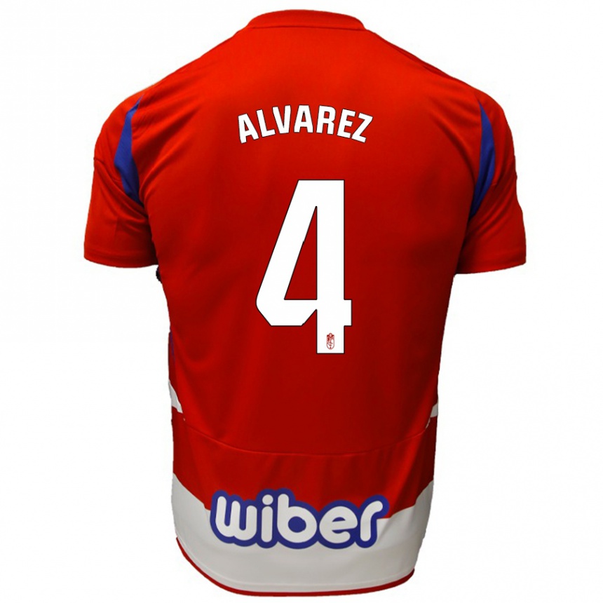 Men Football Isabel Álvarez #4 Red White Blue Home Jersey 2024/25 T-Shirt Za