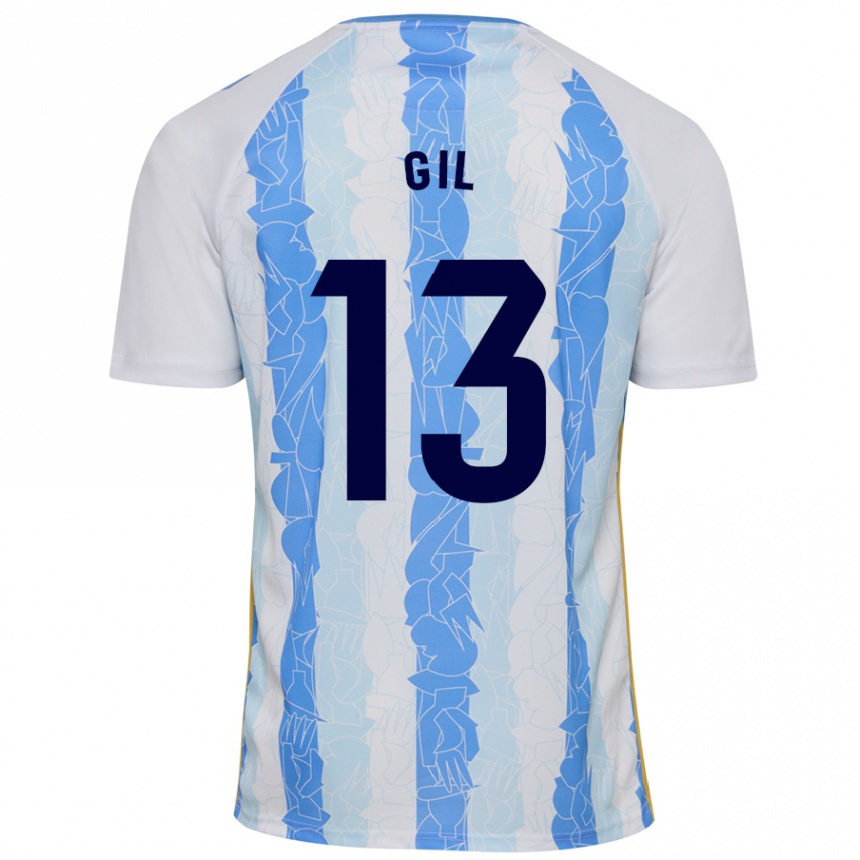 Men Football Noelia Gil #13 White Blue Home Jersey 2024/25 T-Shirt Za