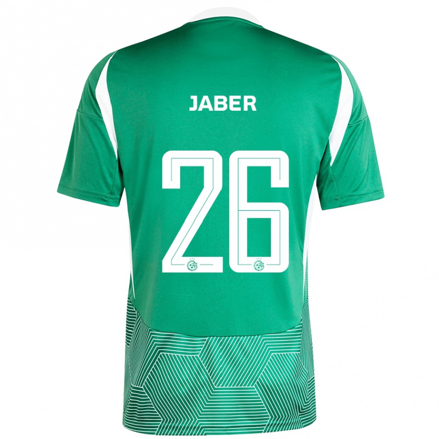 Men Football Mahmoud Jaber #26 Green White Home Jersey 2024/25 T-Shirt Za