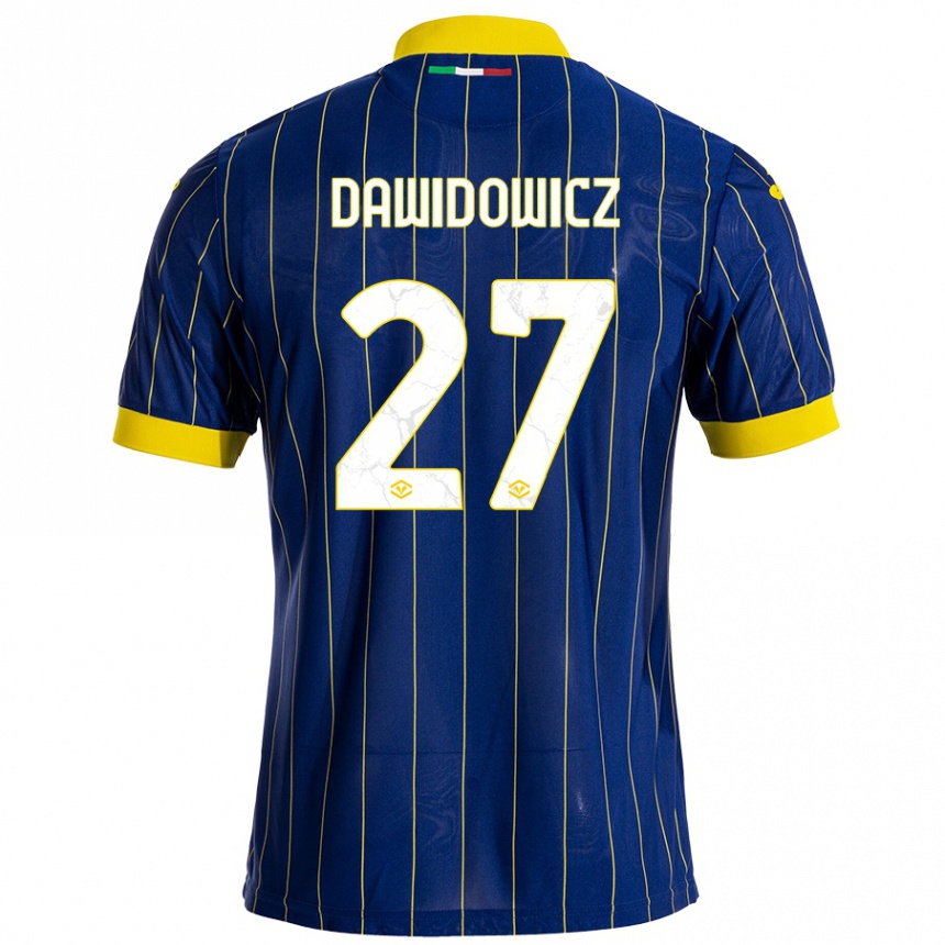 Men Football Pawel Dawidowicz #27 Blue Yellow Home Jersey 2024/25 T-Shirt Za