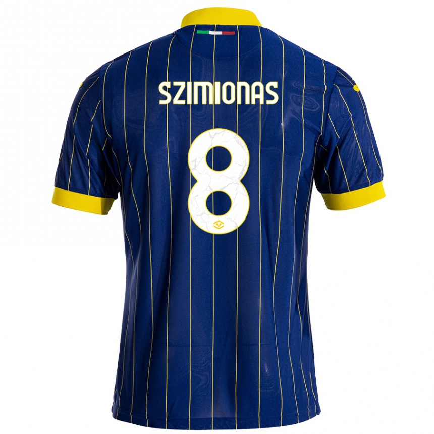 Men Football Luca Szimionas #8 Blue Yellow Home Jersey 2024/25 T-Shirt Za