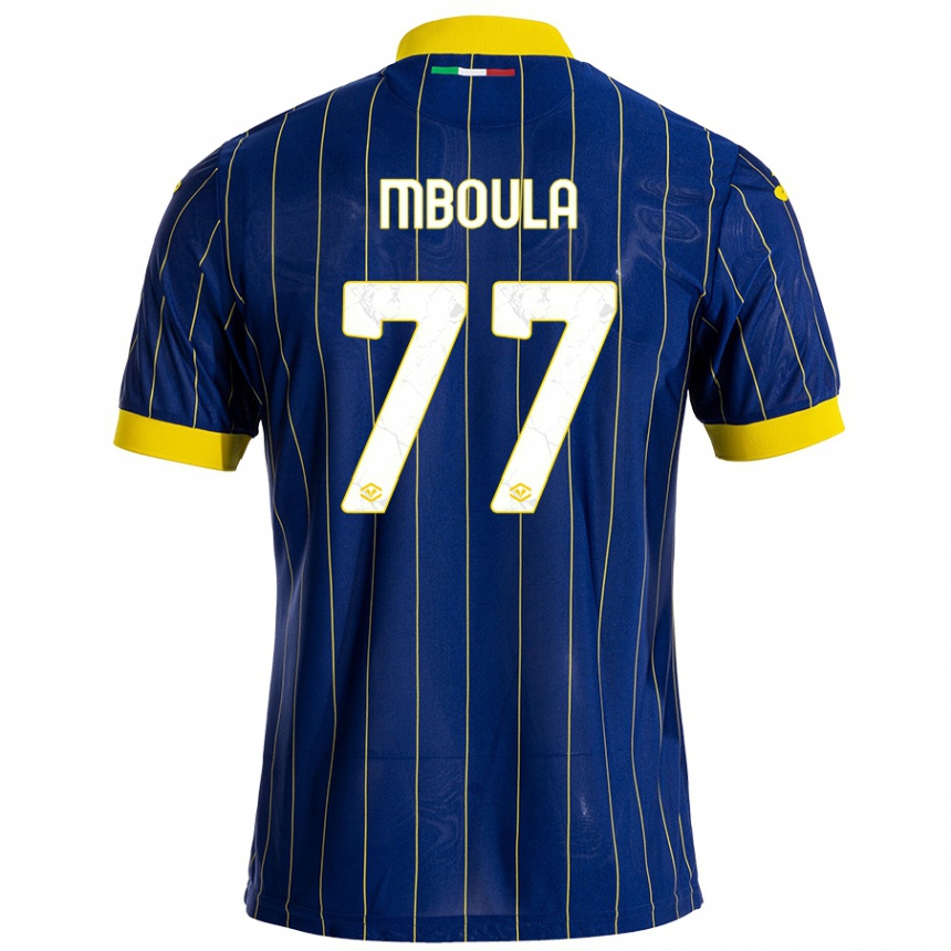 Men Football Jordi Mboula #77 Blue Yellow Home Jersey 2024/25 T-Shirt Za