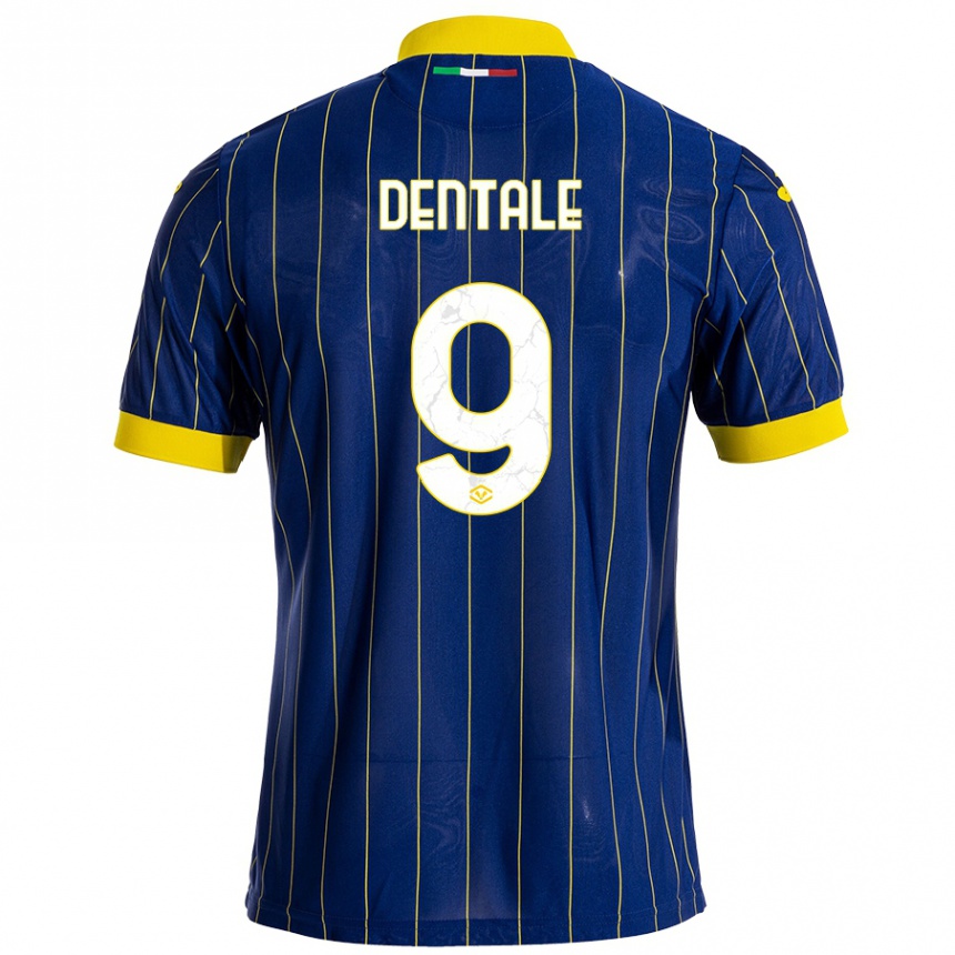 Men Football Alessandro Dentale #9 Blue Yellow Home Jersey 2024/25 T-Shirt Za