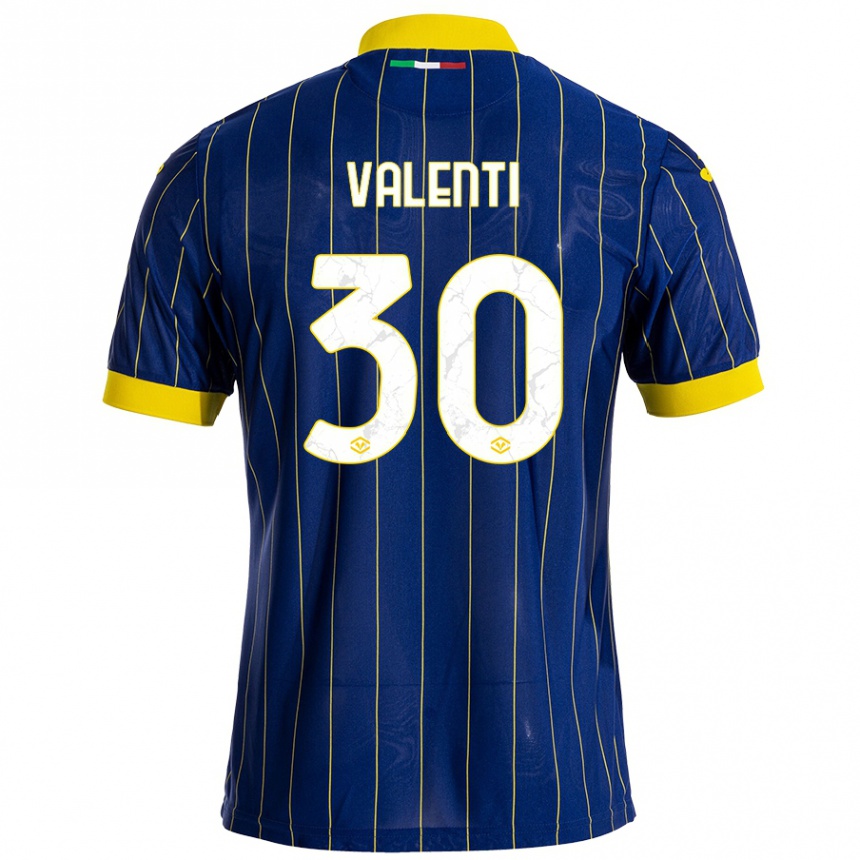 Men Football Francesco Valenti #30 Blue Yellow Home Jersey 2024/25 T-Shirt Za