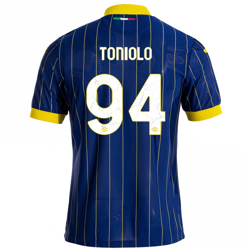 Men Football Giacomo Toniolo #94 Blue Yellow Home Jersey 2024/25 T-Shirt Za