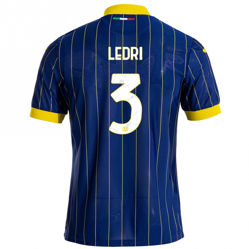 Men Football Michela Ledri #3 Blue Yellow Home Jersey 2024/25 T-Shirt Za