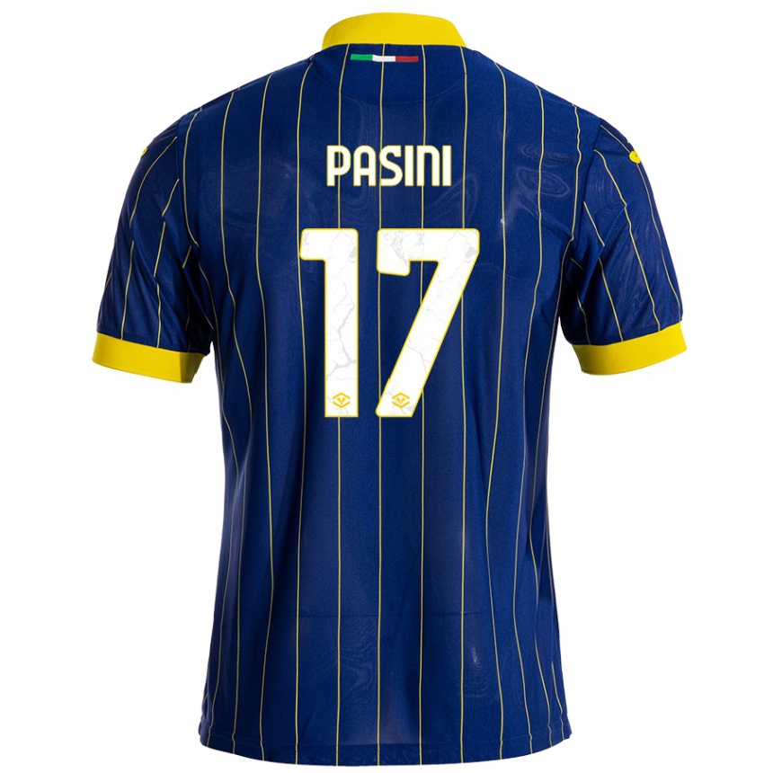 Men Football Veronica Pasini #17 Blue Yellow Home Jersey 2024/25 T-Shirt Za