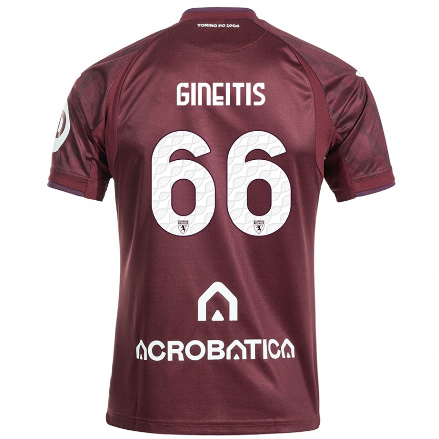 Men Football Gvidas Gineitis #66 Maroon White Home Jersey 2024/25 T-Shirt Za