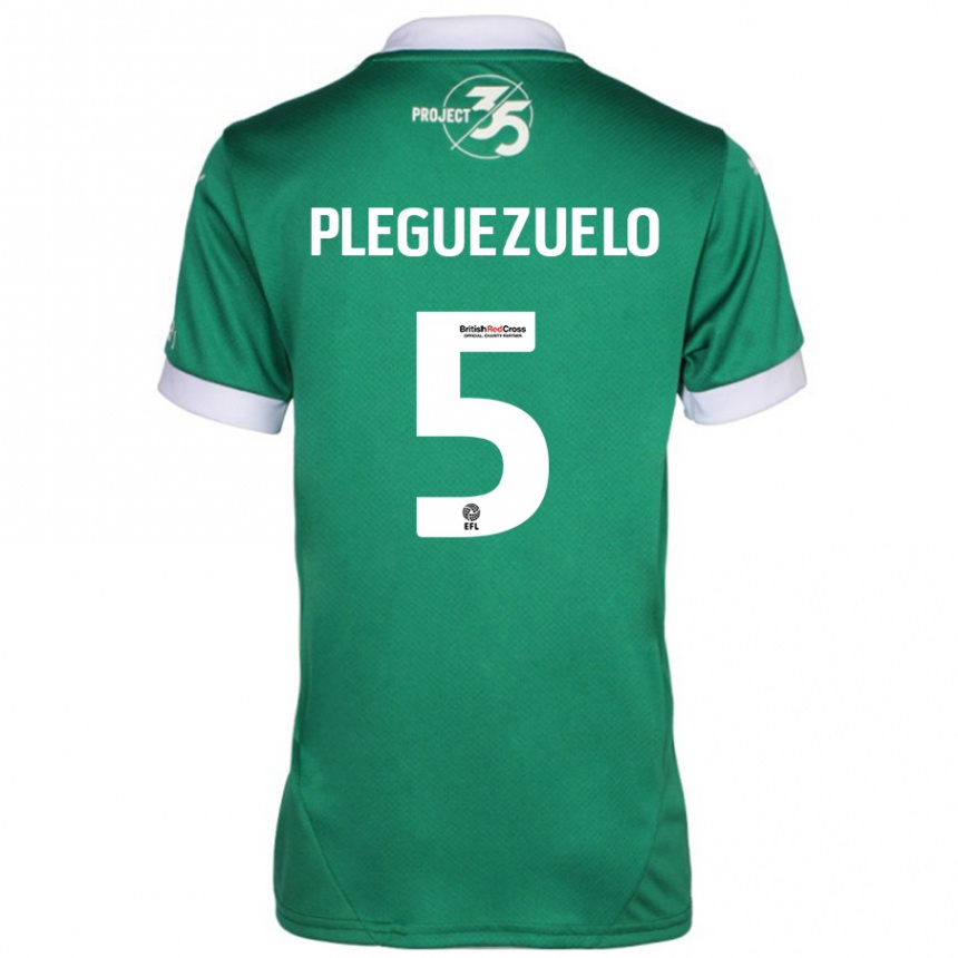 Men Football Julio Pleguezuelo #5 Green White Home Jersey 2024/25 T-Shirt Za