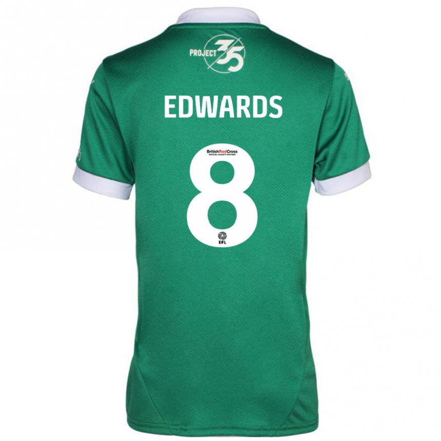 Men Football Joe Edwards #8 Green White Home Jersey 2024/25 T-Shirt Za