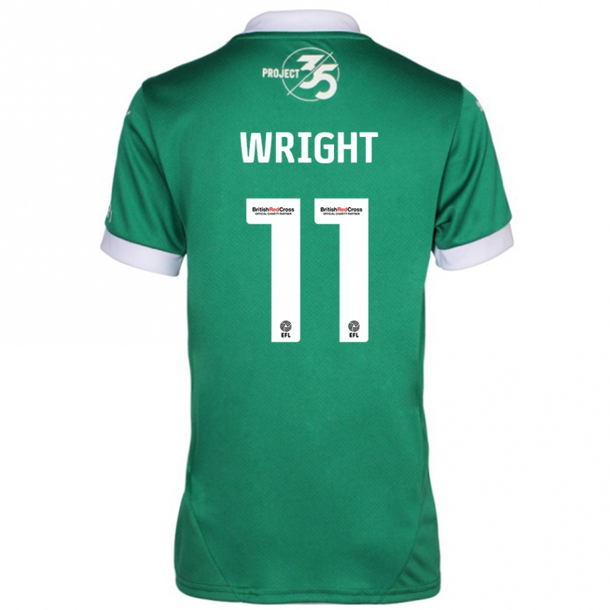 Men Football Callum Wright #11 Green White Home Jersey 2024/25 T-Shirt Za