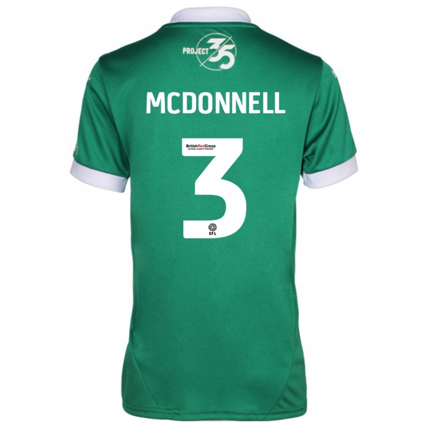 Men Football Rosie Mcdonnell #3 Green White Home Jersey 2024/25 T-Shirt Za