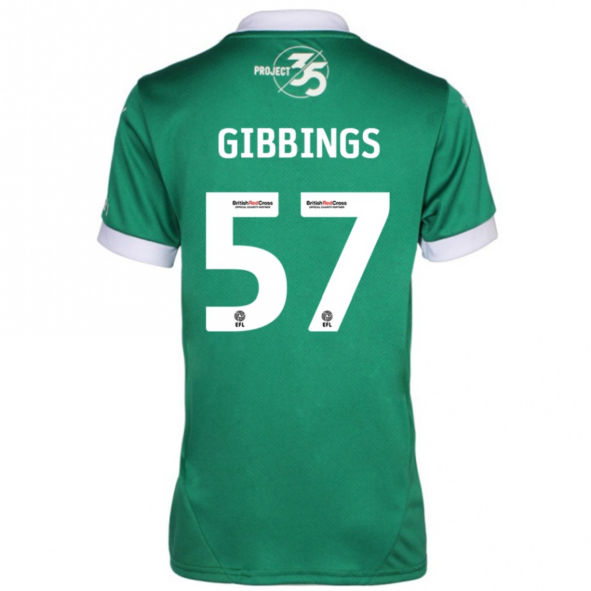 Men Football Cole Gibbings #57 Green White Home Jersey 2024/25 T-Shirt Za