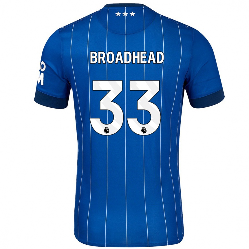 Men Football Nathan Broadhead #33 Navy Blue Home Jersey 2024/25 T-Shirt Za