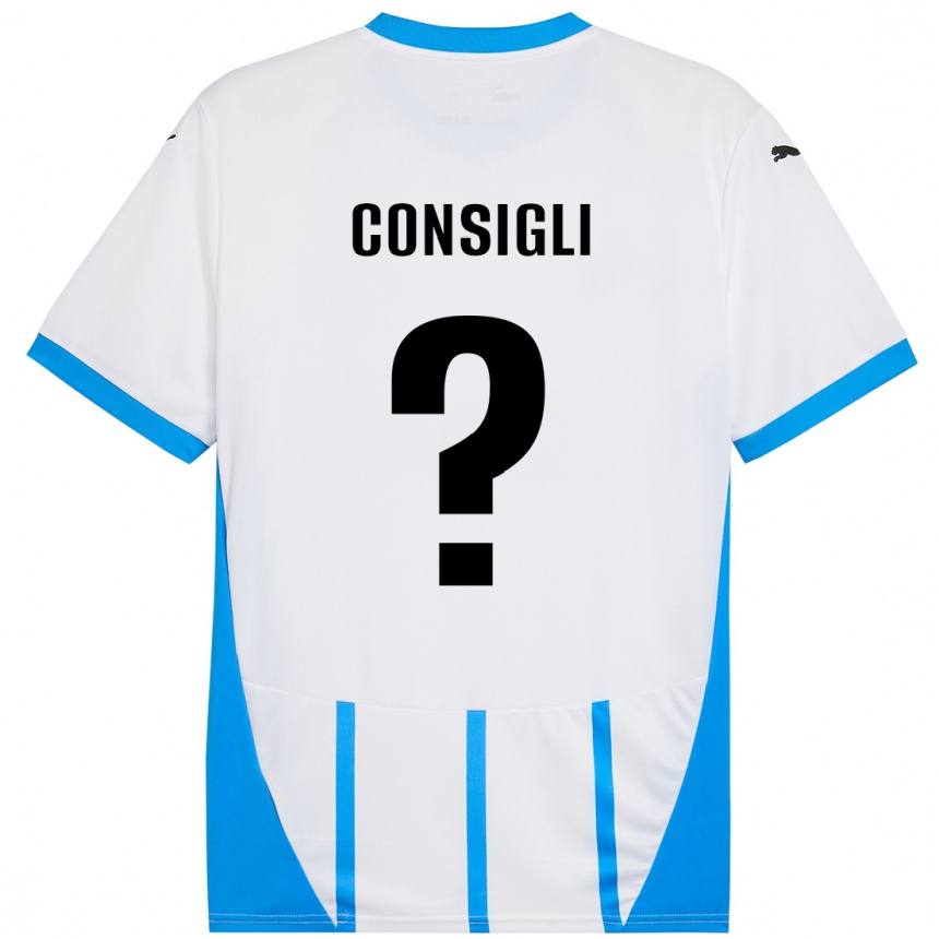 Men Football Andrea Consigli #0 White Blue Away Jersey 2024/25 T-Shirt Za