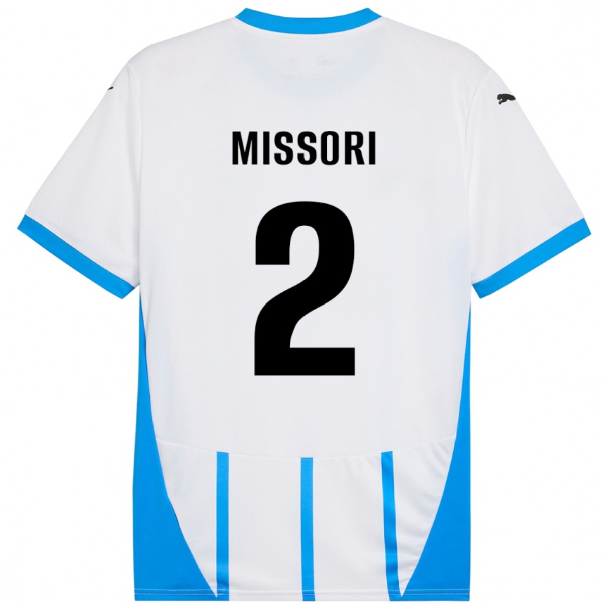 Men Football Filippo Missori #2 White Blue Away Jersey 2024/25 T-Shirt Za