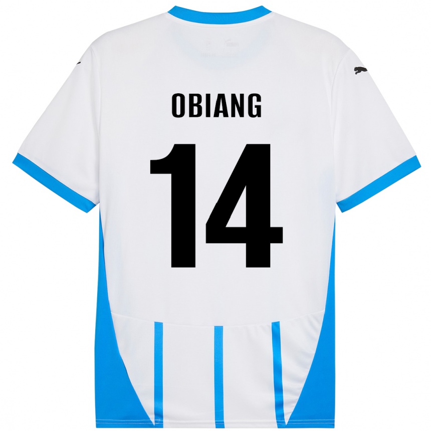 Men Football Pedro Obiang #14 White Blue Away Jersey 2024/25 T-Shirt Za