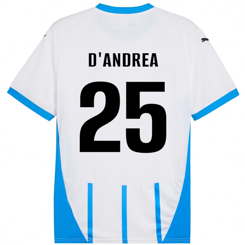 Men Football Luca D'andrea #25 White Blue Away Jersey 2024/25 T-Shirt Za