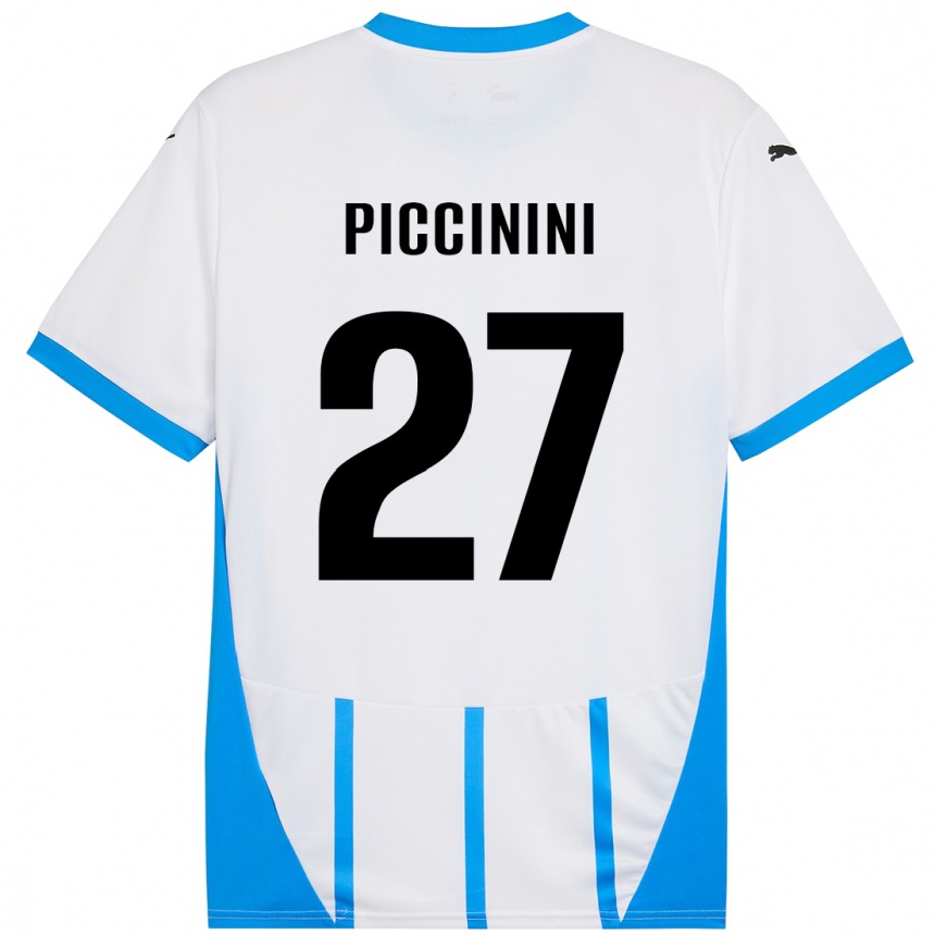 Men Football Stefano Piccinini #27 White Blue Away Jersey 2024/25 T-Shirt Za