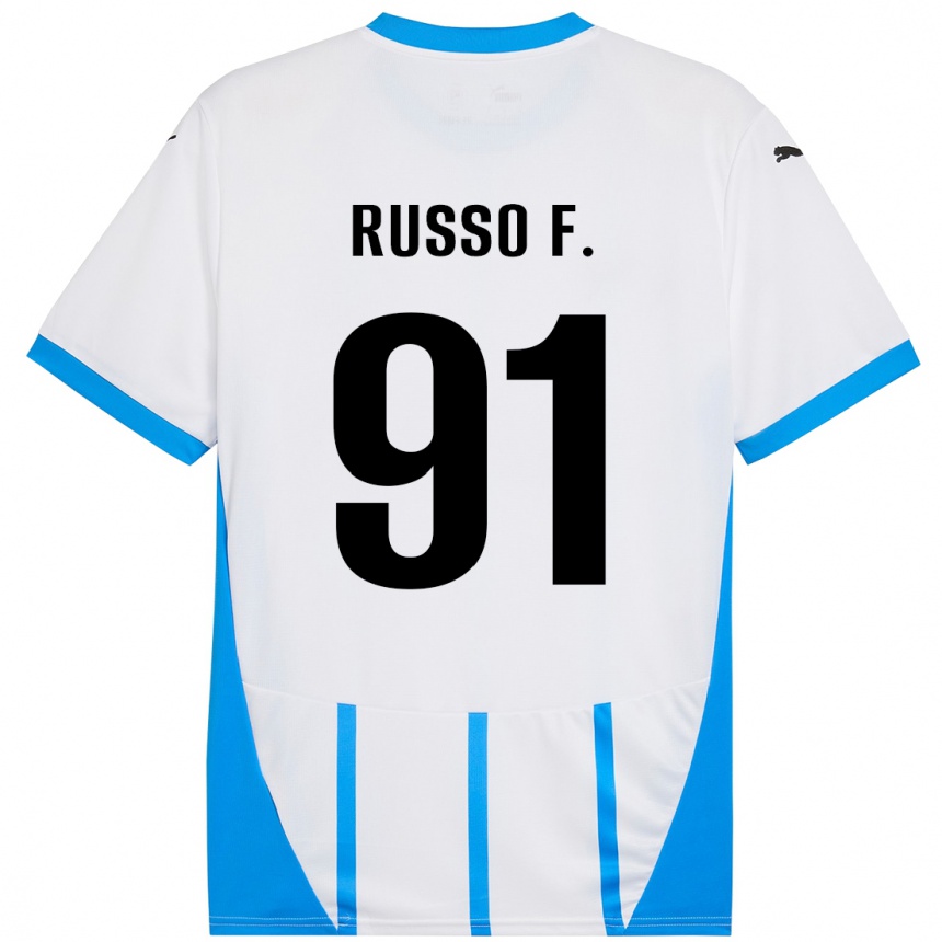 Men Football Flavio Russo #91 White Blue Away Jersey 2024/25 T-Shirt Za