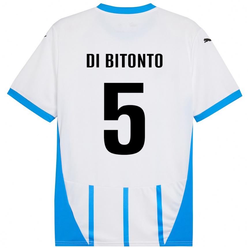 Men Football Alessandro Di Bitonto #5 White Blue Away Jersey 2024/25 T-Shirt Za