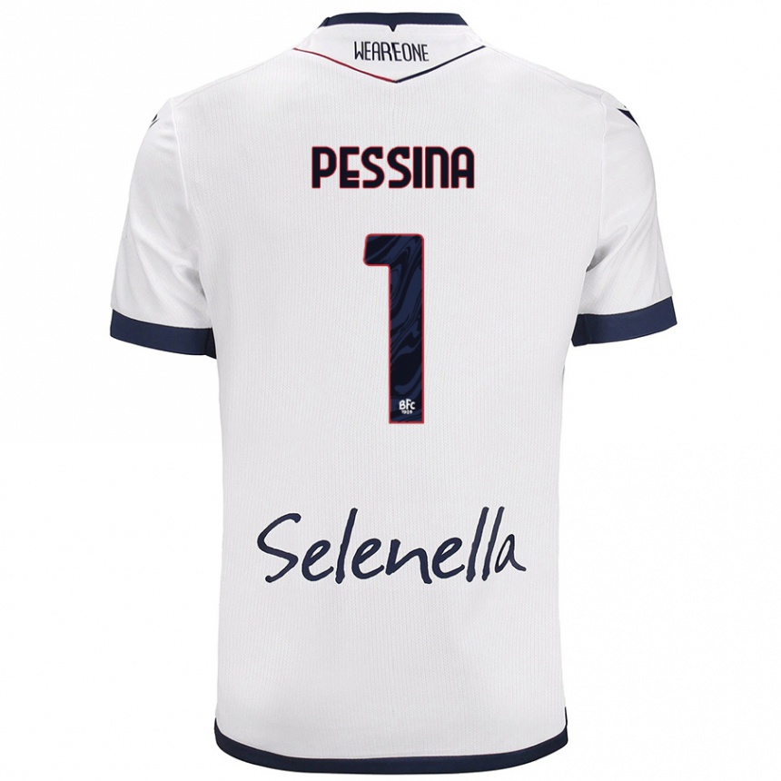 Men Football Massimo Pessina #1 White Royal Blue Away Jersey 2024/25 T-Shirt Za