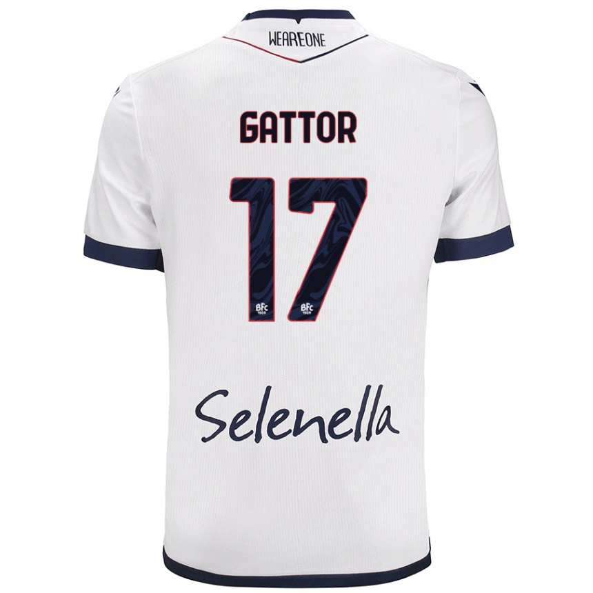 Men Football Gianluca Gattor #17 White Royal Blue Away Jersey 2024/25 T-Shirt Za