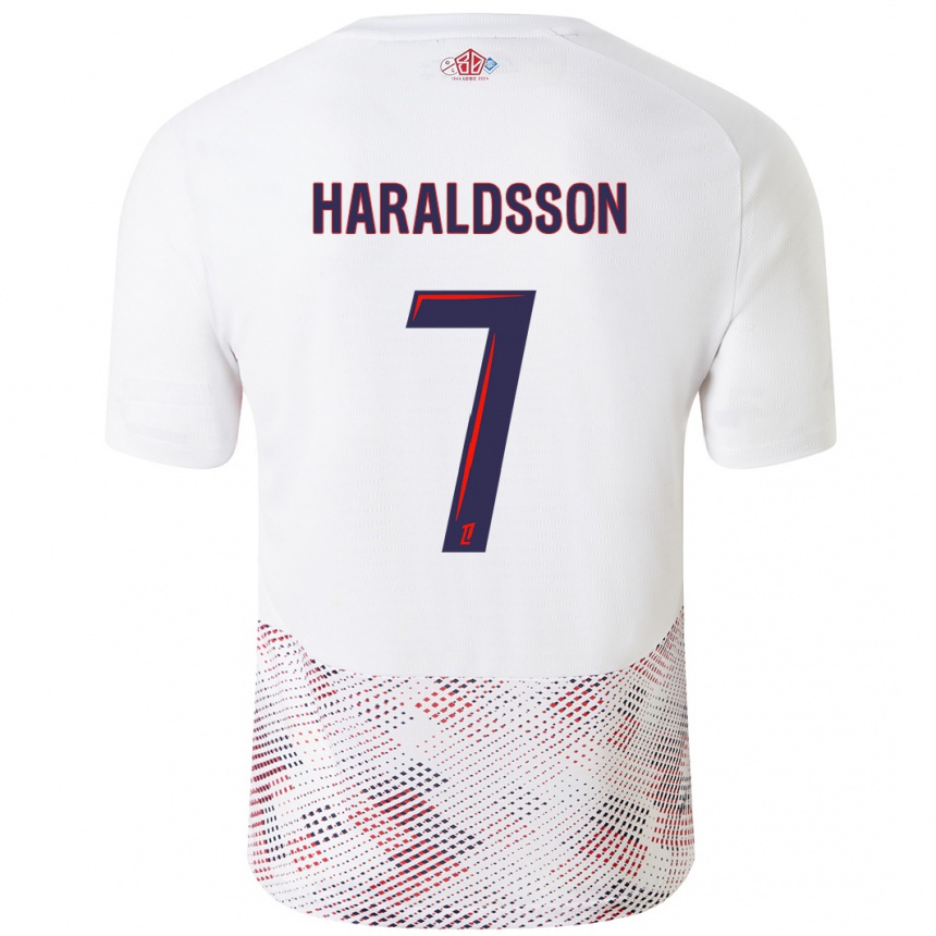 Men Football Hákon Arnar Haraldsson #7 White Royal Blue Away Jersey 2024/25 T-Shirt Za