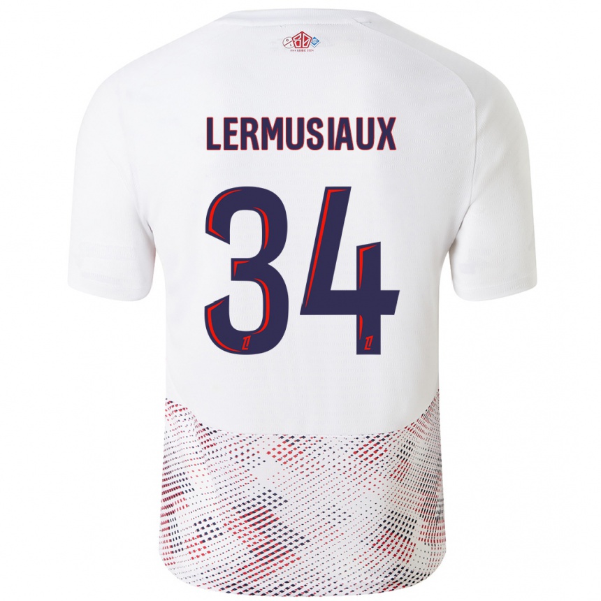 Men Football Chrystal Lermusiaux #34 White Royal Blue Away Jersey 2024/25 T-Shirt Za