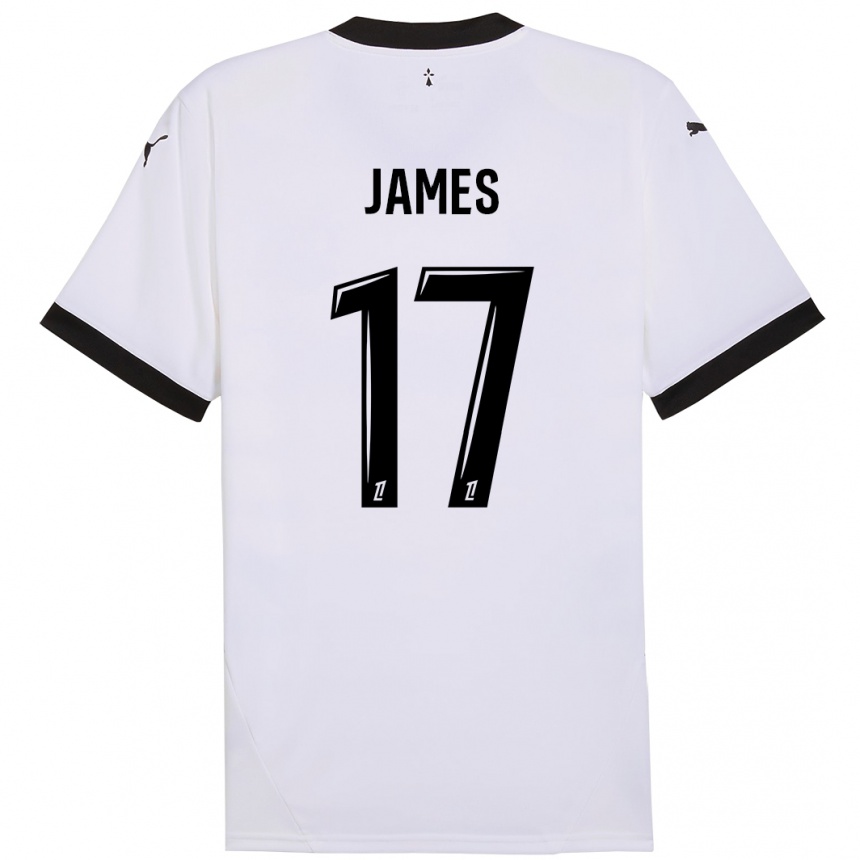 Men Football Jordan James #17 White Black Away Jersey 2024/25 T-Shirt Za