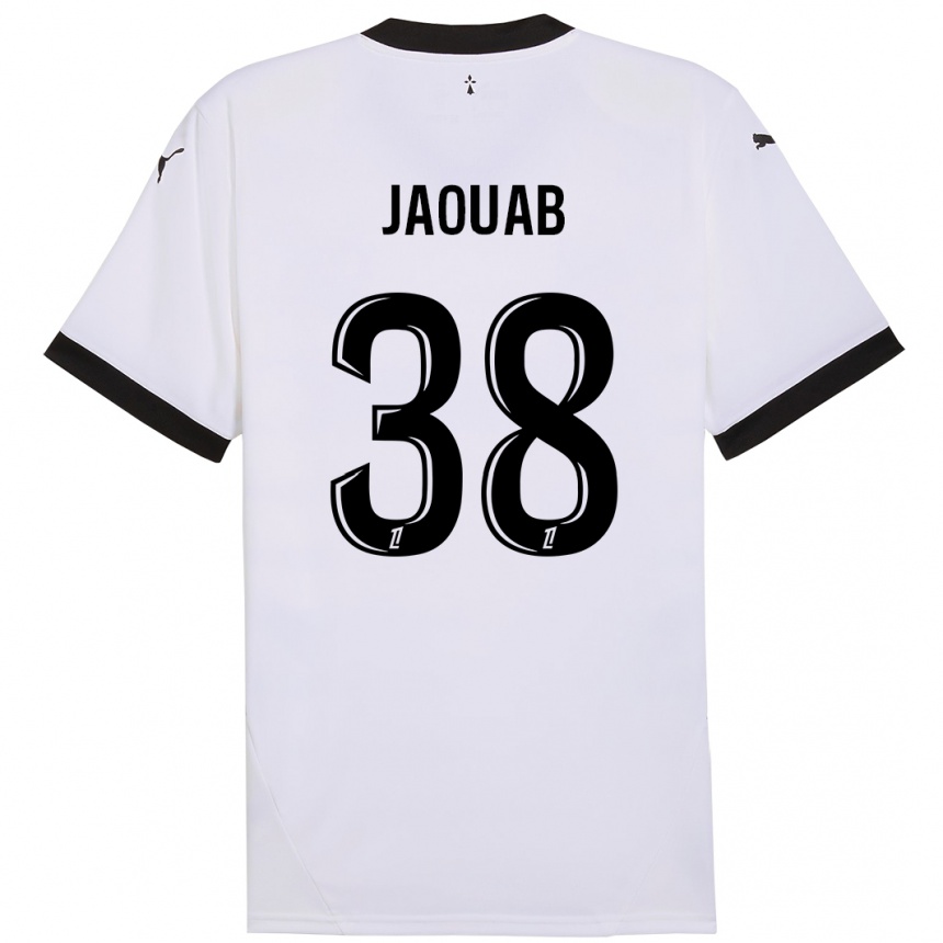 Men Football Mohamed Jaouab #38 White Black Away Jersey 2024/25 T-Shirt Za