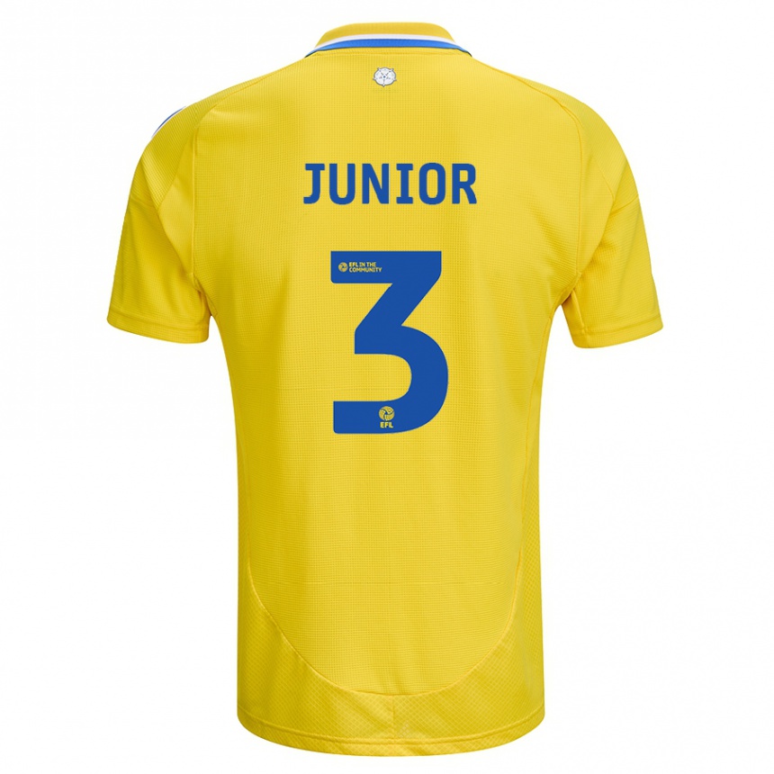 Men Football Junior Firpo #3 Yellow Blue Away Jersey 2024/25 T-Shirt Za