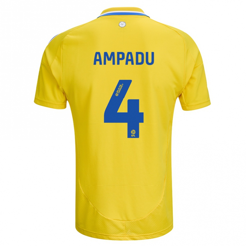 Men Football Ethan Ampadu #4 Yellow Blue Away Jersey 2024/25 T-Shirt Za