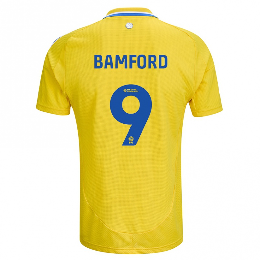 Men Football Patrick Bamford #9 Yellow Blue Away Jersey 2024/25 T-Shirt Za