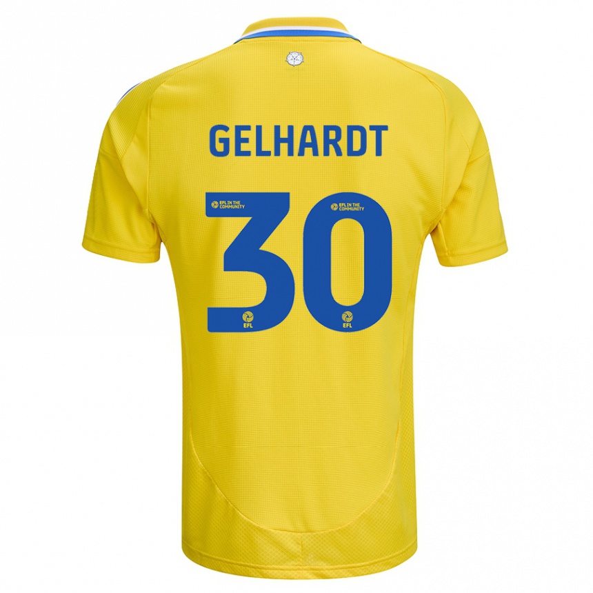 Men Football Joe Gelhardt #30 Yellow Blue Away Jersey 2024/25 T-Shirt Za