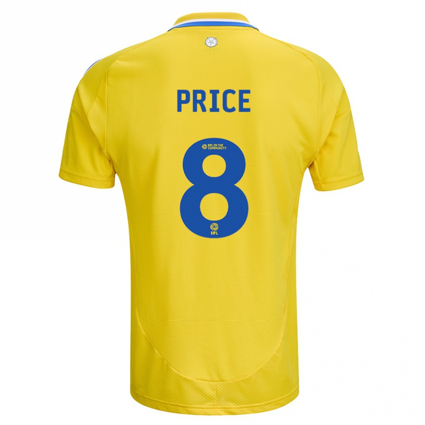 Men Football Leoni Price #8 Yellow Blue Away Jersey 2024/25 T-Shirt Za