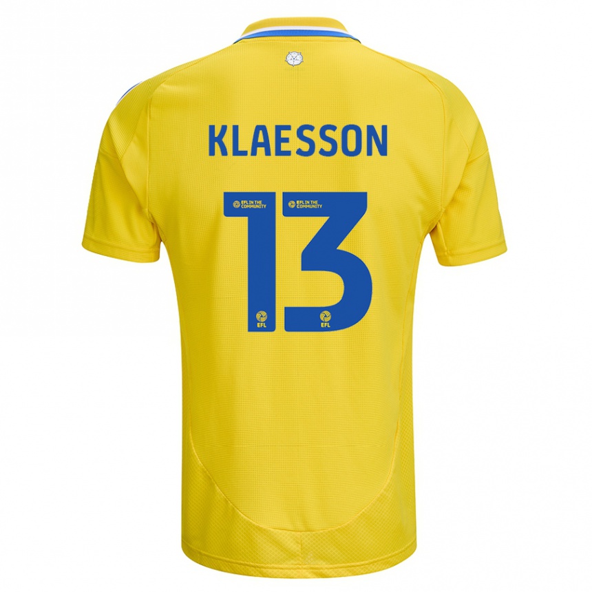 Men Football Kristoffer Klaesson #13 Yellow Blue Away Jersey 2024/25 T-Shirt Za